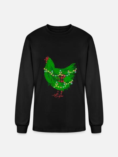Chicken Christmas Pine Tree - Men's Long Sleeve T-Shirt - black
