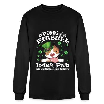 Pitbull Lover Irish Pub Can Ya Handle Yer Licker - Men's Long Sleeve T-Shirt - black - Front