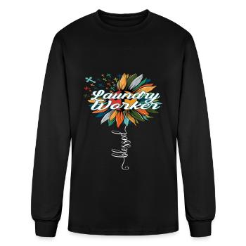Bienheureux Blanchisseur - T-shirt à manches longues Homme - noir - Devant