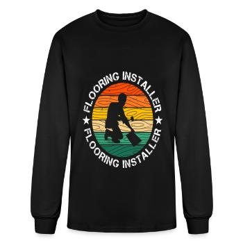 Retro Flooring Installer - Men's Long Sleeve T-Shirt - black - Front