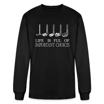 La vie est pleine de choix importants amateur de golf mignon - T-shirt à manches longues Homme - noir - Devant