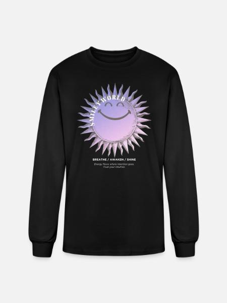 SmileyWorld Smiling Sun In Purple - Men's Long Sleeve T-Shirt - black