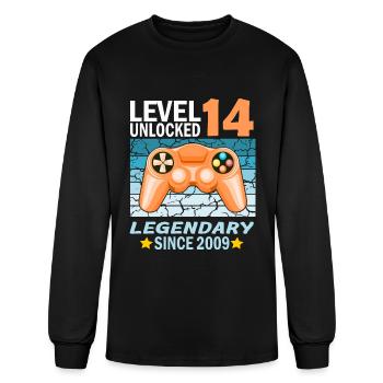 14th birthday gamer legend since 2009 - Men's Long Sleeve T-Shirt - black - Front