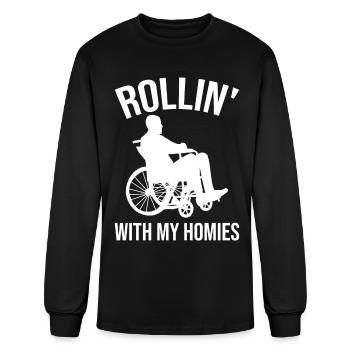 Funny Paraplegic Handicap Wheelchair Paraplegia - Men's Long Sleeve T-Shirt - black - Front