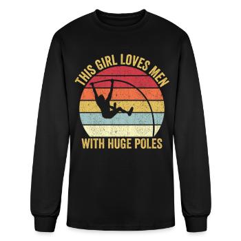Funny Pole Vault Pole Vaulting With Huge Poles - Men's Long Sleeve T-Shirt - black - Front