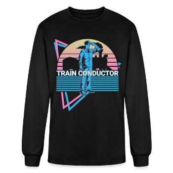 Train Conductor Retro - Men's Long Sleeve T-Shirt - black - Front