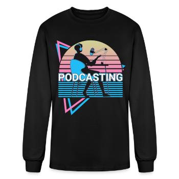Podcasting Retro Podcast - Men's Long Sleeve T-Shirt - black - Front
