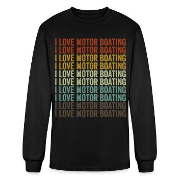 I Love Motor Boating Boating Motor Boating Boater - Men's Long Sleeve T-Shirt - black - Front