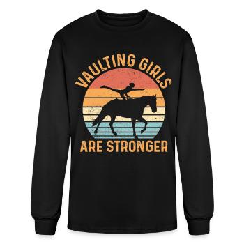 Vaulting Girls Are Stronger Horse Vaulting Retro - Men's Long Sleeve T-Shirt - black - Front