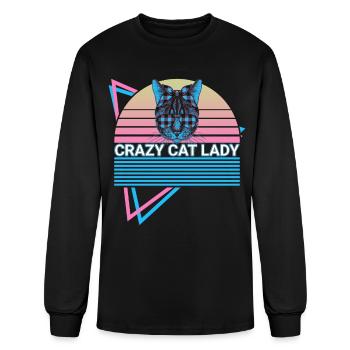 Crazy Cat Lady Funny Cat Retro - Men's Long Sleeve T-Shirt - black - Front