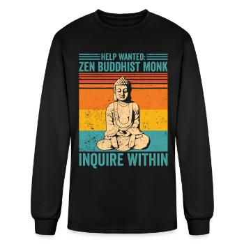 Buddhism Buddha Retro - Men's Long Sleeve T-Shirt - black - Front