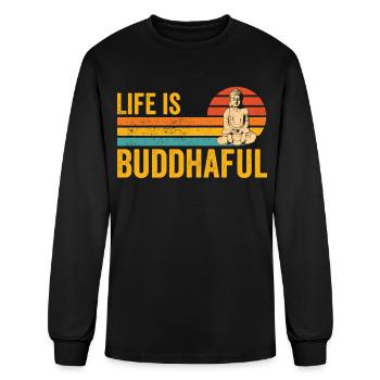 Buddhism Buddha Buddhist Retro - Men's Long Sleeve T-Shirt - black - Front