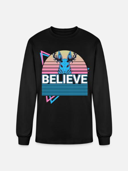 Jackalope Retro Cryptid Cryptozoology - Men's Long Sleeve T-Shirt - black