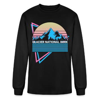 Parc national Glacier Rétro - T-shirt à manches longues Homme - noir - Devant
