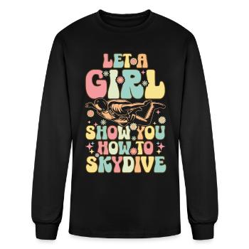Female Skydiver Skydiving - Men's Long Sleeve T-Shirt - black - Front