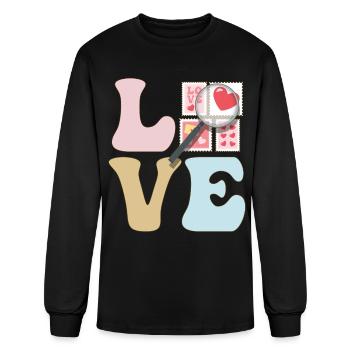 LOVE Stamp Collector Stamp Collecting - Men's Long Sleeve T-Shirt - black - Front