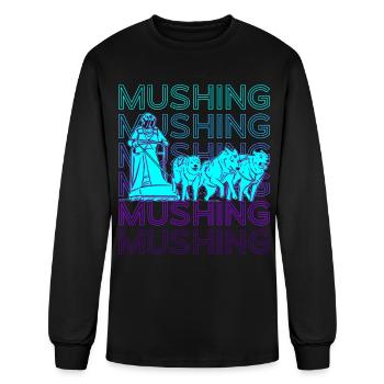 Mushing Sled Dog Sledding Retro - Men's Long Sleeve T-Shirt - black - Front