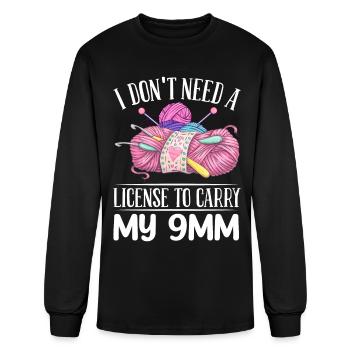 Crocheting Knitting Crochet Hook License To Carry - Men's Long Sleeve T-Shirt - black - Front