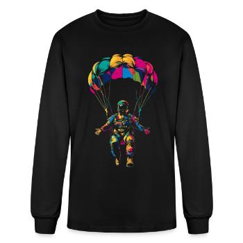 Skydiving Skydiver Skydive Parachuting Popart - Men's Long Sleeve T-Shirt - black - Front