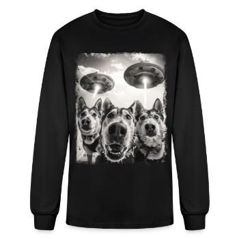 Mushing Sled Dog Sledding UFO Alien Extraterrestri - Men's Long Sleeve T-Shirt - black - Front