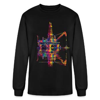 Plate-forme pétrolière Oilfield Popart - T-shirt à manches longues Homme - noir - Devant