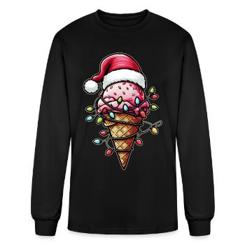 Ice Cream Cone Christmas Hat Xmas - Men's Long Sleeve T-Shirt - black - Front