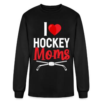 I Love Hockey Moms Hockey Player Moms - Men's Long Sleeve T-Shirt - black - Front
