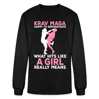 Krav Maga Demonstrate Hits Like A Girl Krav Maga - Men's Long Sleeve T-Shirt - black - Front