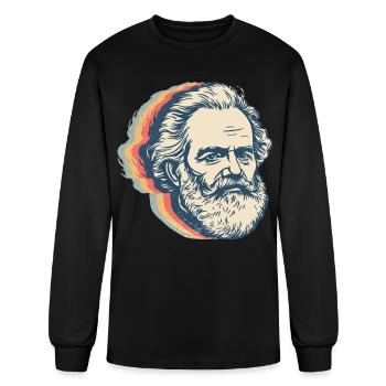 Karl Marx Communism Communist Retro Line Art - Men's Long Sleeve T-Shirt - black - Front
