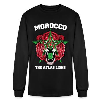 Morocco Lion Flag Sport Soccer Football - Men's Long Sleeve T-Shirt - black - Front