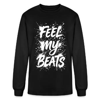 Feel My Beats White Word Painting Print - Men's Long Sleeve T-Shirt - black - Front