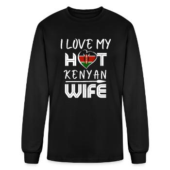 Funny I Love My Hot Kenyan Wife Husband - Men's Long Sleeve T-Shirt - black - Front