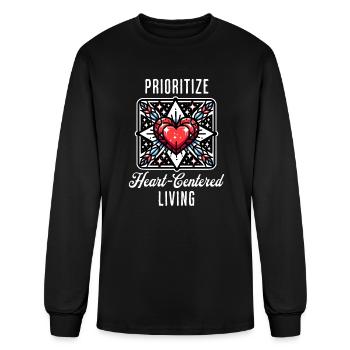 Inspirational Prioritize Heart-Centered Living - Men's Long Sleeve T-Shirt - black - Front