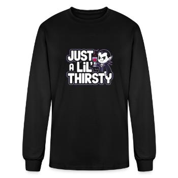 Just A Lil’ Thirsty Vampire Halloween - Men's Long Sleeve T-Shirt - black - Front