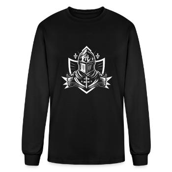 Templar Knight: Crusader Art Graphic Tee - Men's Long Sleeve T-Shirt - black - Front