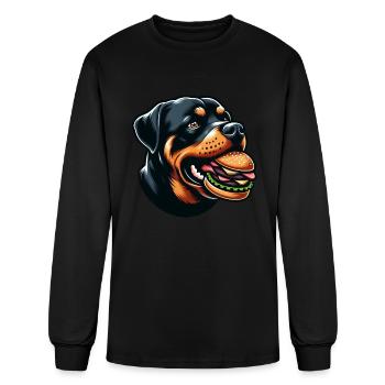 Rottweiler hamburger comic fast food - Men's Long Sleeve T-Shirt - black - Front