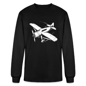 Propeller Aircraft Drawing - Men's Long Sleeve T-Shirt - black - Front