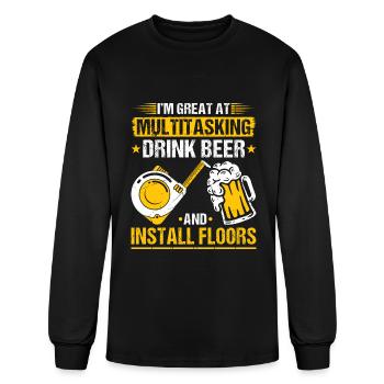 Floor Installation Men Beer Carpet Installer - Men's Long Sleeve T-Shirt - black - Front