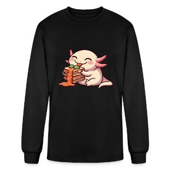 Axolotl Eating Lasagna Comic - Men's Long Sleeve T-Shirt - black - Front