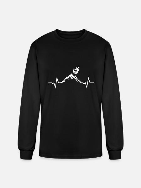 Snowboarding - Snowboarder, Mountain & ECG - Men's Long Sleeve T-Shirt - black