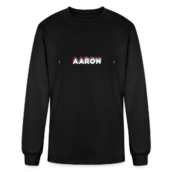 Aaron Name - Funny Name Aaron 80s theme - Men's Long Sleeve T-Shirt - black - Front