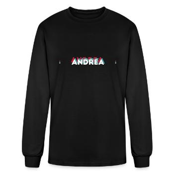 Andrea Name - Funny Name Andrea 80s theme - Men's Long Sleeve T-Shirt - black - Front