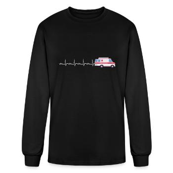 Ambulance Heartbeat Ambulance Parademic EMT - Men's Long Sleeve T-Shirt - black - Front