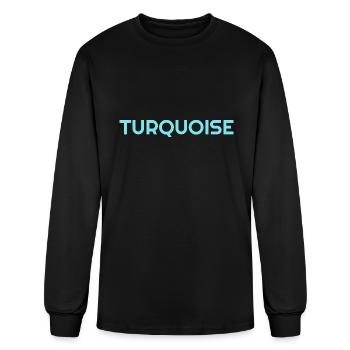 turquoise color - Men's Long Sleeve T-Shirt - black - Front