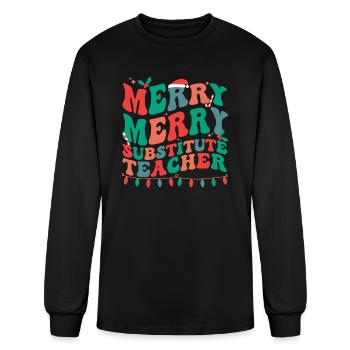 Substitute Teacher Christmas Sub Teacher Xmas - Men's Long Sleeve T-Shirt - black - Front