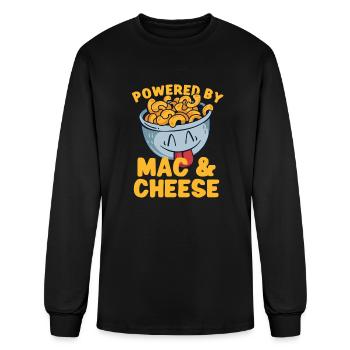 MAC AND CHEESE GIFT: powered by mac & cheese - Men's Long Sleeve T-Shirt - black - Front
