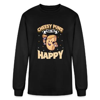 MAC AND CHEESE GIFT: powered by mac & cheese - Men's Long Sleeve T-Shirt - black - Front