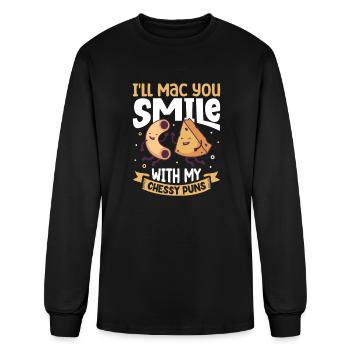 MAC AND CHEESE GIFT: powered by mac & cheese - Men's Long Sleeve T-Shirt - black - Front