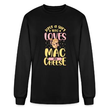 MAC AND CHEESE GIFT: powered by mac & cheese - Men's Long Sleeve T-Shirt - black - Front
