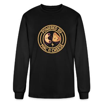 MAC AND CHEESE GIFT: powered by mac & cheese - Men's Long Sleeve T-Shirt - black - Front